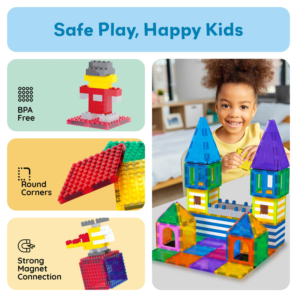 PicassoTiles 12-Piece Magnetic Brick Tiles Set – Compatible STEM Building Blocks with Strong Magnets