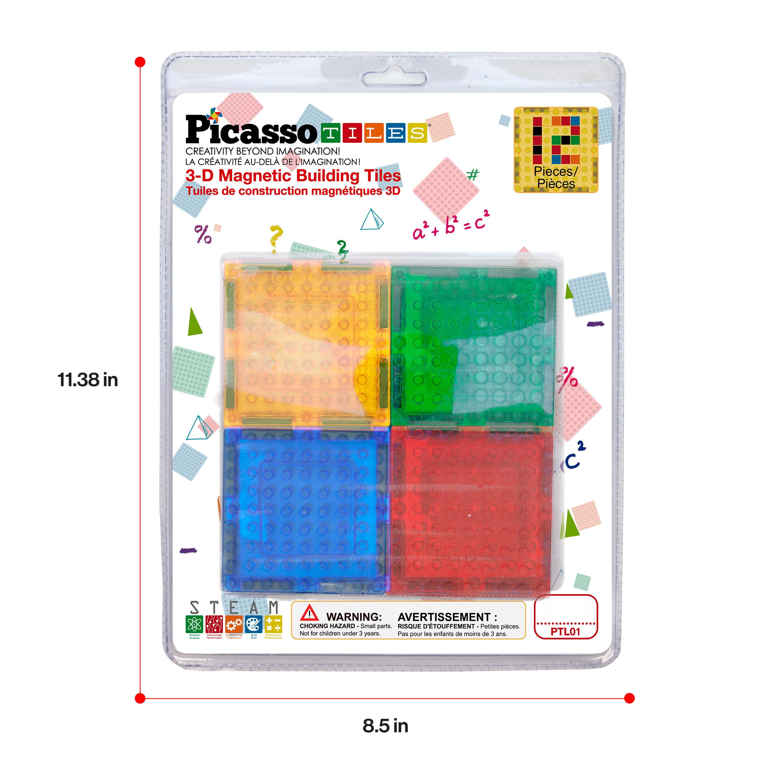 PicassoTiles 12-Piece Magnetic Brick Tiles Set – Compatible STEM Building Blocks with Strong Magnets
