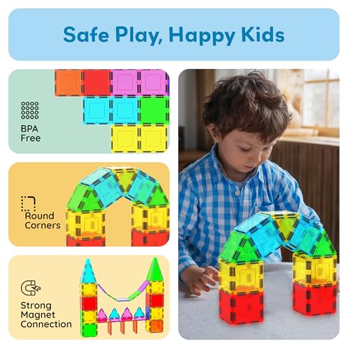PicassoTiles 12-Piece Square Magnetic Tile Expansion Pack for Creative Building & STEM Play