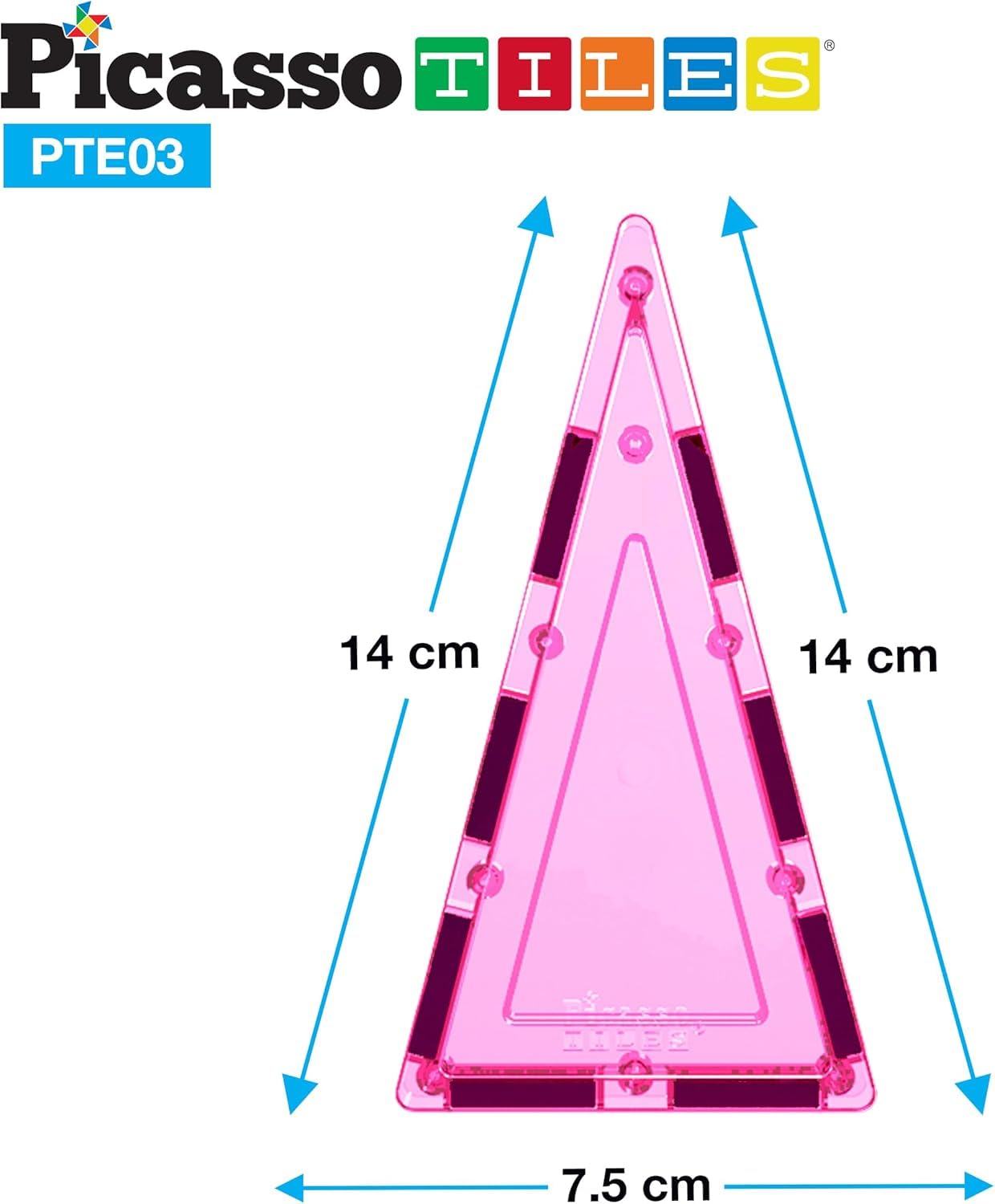 PicassoTiles 12-Piece Tall Triangle Magnetic Tile Expansion Pack (PTE03) – Build Higher with Isosceles Triangle Magnets