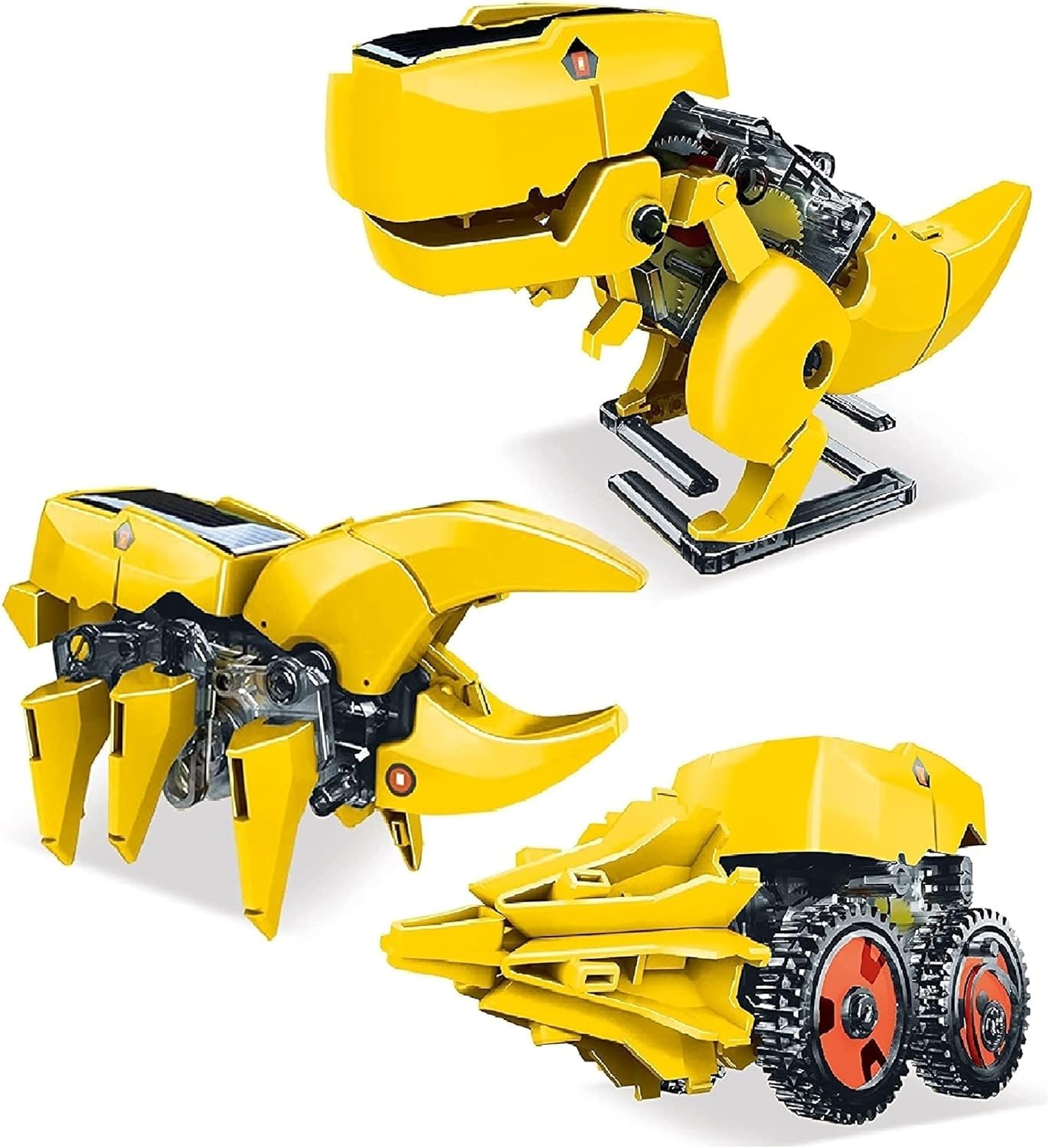 PicassoTiles 3-in-1 Solar Dinosaur Robot STEM Toy – Walking T-Rex, Insect & Tank – Ages 8+
