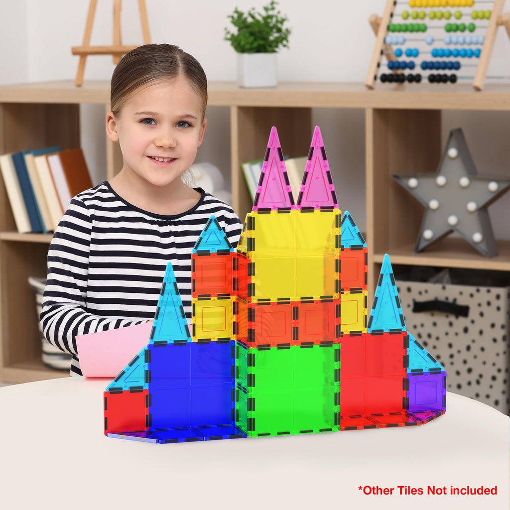 PicassoTiles 4-Piece Large Square Magnetic Building Blocks – STEM Learning Toy for Creativity and Spatial Skills