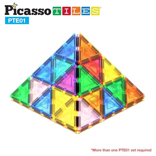 PicassoTiles Equilateral Triangle Magnet Tiles PTE01 – STEM Learning Toy for Ages 3+