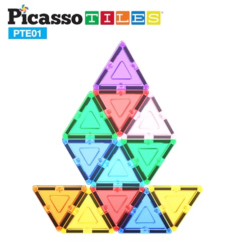 PicassoTiles Equilateral Triangle Magnet Tiles PTE01 – STEM Learning Toy for Ages 3+