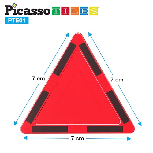 PicassoTiles Equilateral Triangle Magnet Tiles PTE01 – STEM Learning Toy for Ages 3+