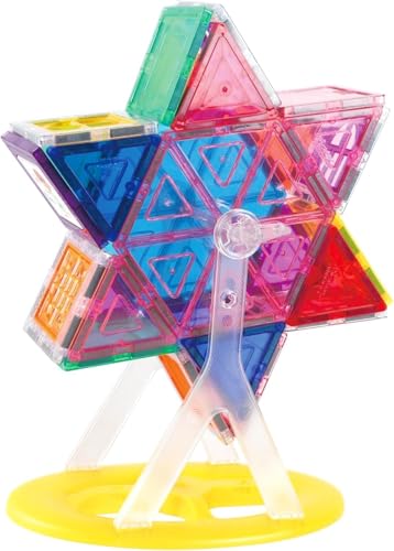 PicassoTiles Ferris Wheel Magnetic Tile Accessory Kit - 9 Pieces Rotating STEM Toy for Ages 3+