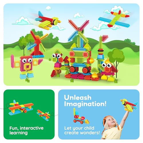 PicassoTiles Hedgehog Blocks 4-Piece Family Figures Add-On Set for STEM Building