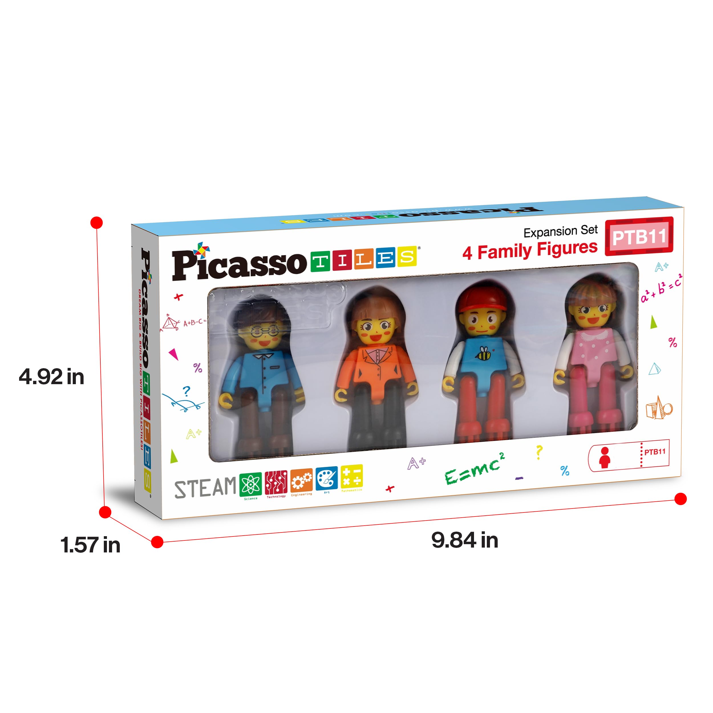 PicassoTiles Hedgehog Blocks 4-Piece Family Figures Add-On Set for STEM Building