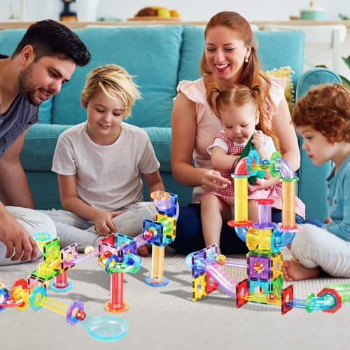 PicassoTiles Magnetic Marble Run Expansion Pack 15-Piece – Add-On for Magnet Tile Building Blocks, STEM Toy Ages 3+