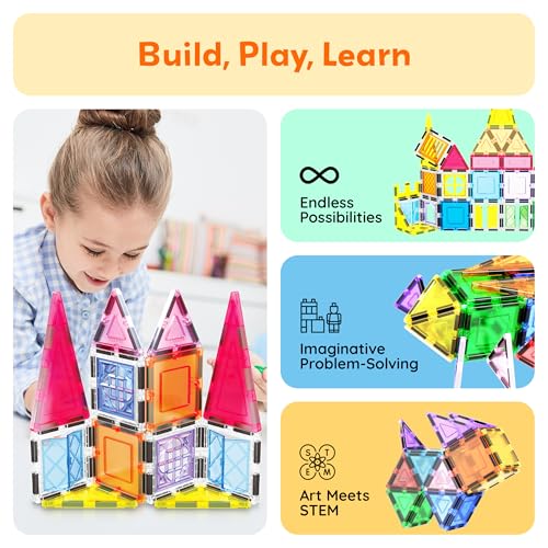 PicassoTiles Magnetic Tiles 20-Piece Set with 110+ Page Idea Book – STEM Building Blocks for Ages 3+