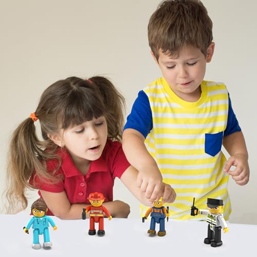 PicassoTiles Magnetic Tiles Action Figures 4 Pack – City Characters for Pretend Play, STEM Learning, Ages 3+