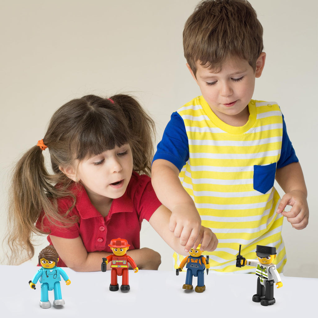 PicassoTiles Magnetic Tiles Action Figures 4 Pack – City Characters for Pretend Play, STEM Learning, Ages 3+