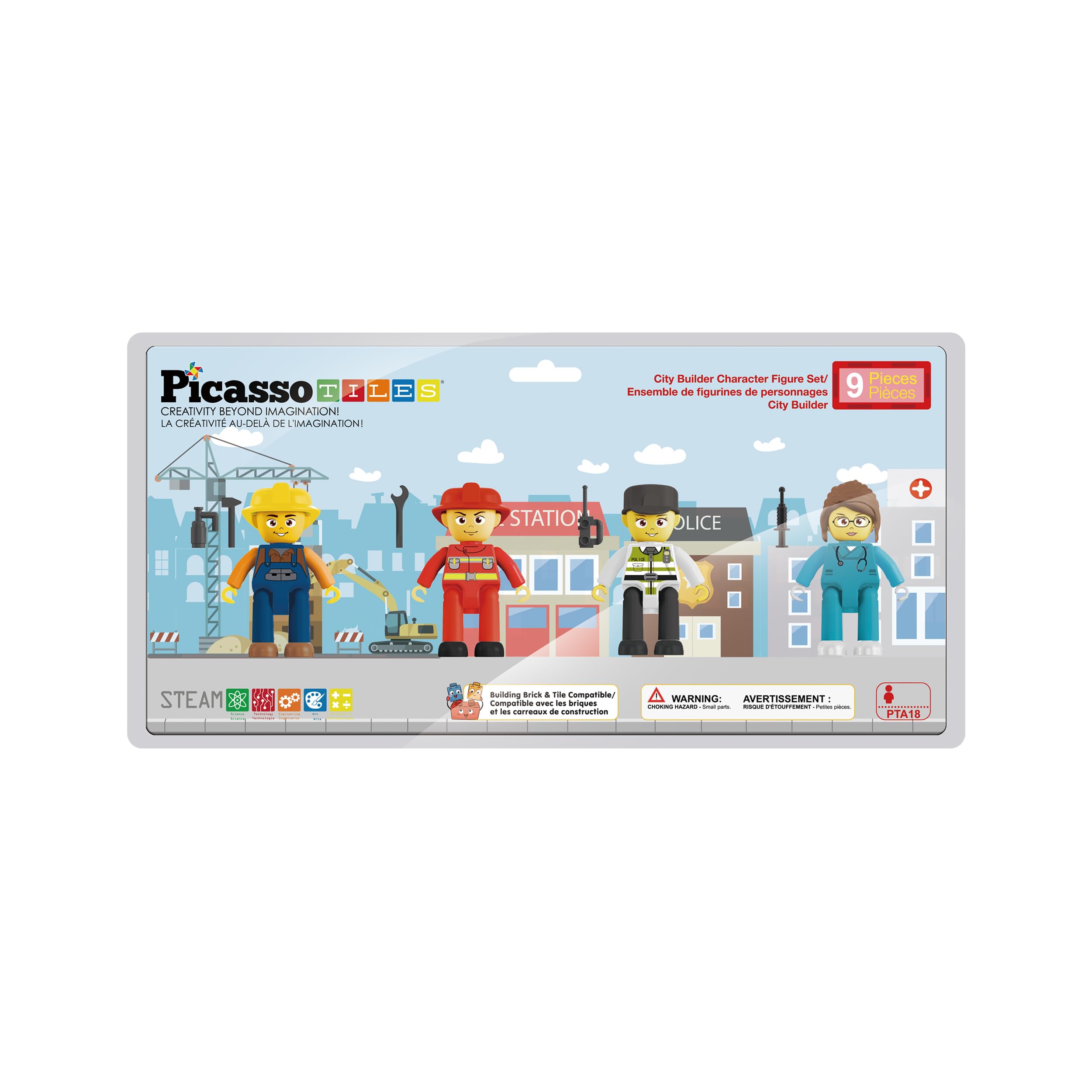 PicassoTiles Magnetic Tiles Action Figures 4 Pack – City Characters for Pretend Play, STEM Learning, Ages 3+