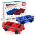 PicassoTiles Mini Car Set 2-Pack – Compatible with Mini Diamond Magnetic Tiles & Regular Bricks