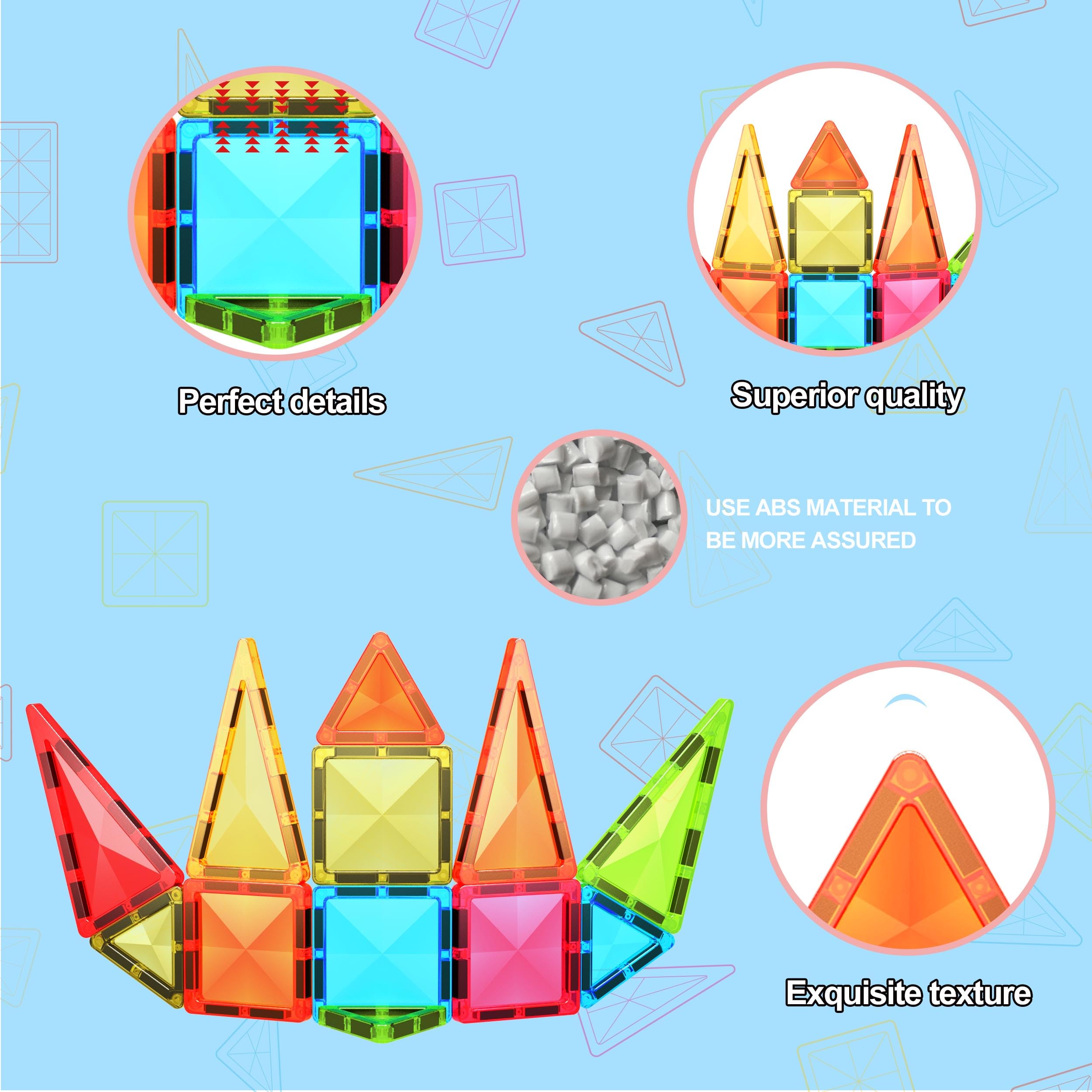 PicassoTiles Mini Diamond Magnetic Tiles 24-Piece Travel Set - STEM Building Blocks for Ages 3+