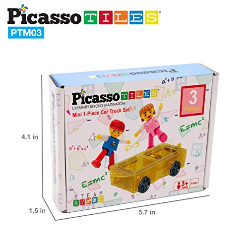 PicassoTiles Mini Magnetic Car and Figures Expansion Set for Building Toys, Ages 3+