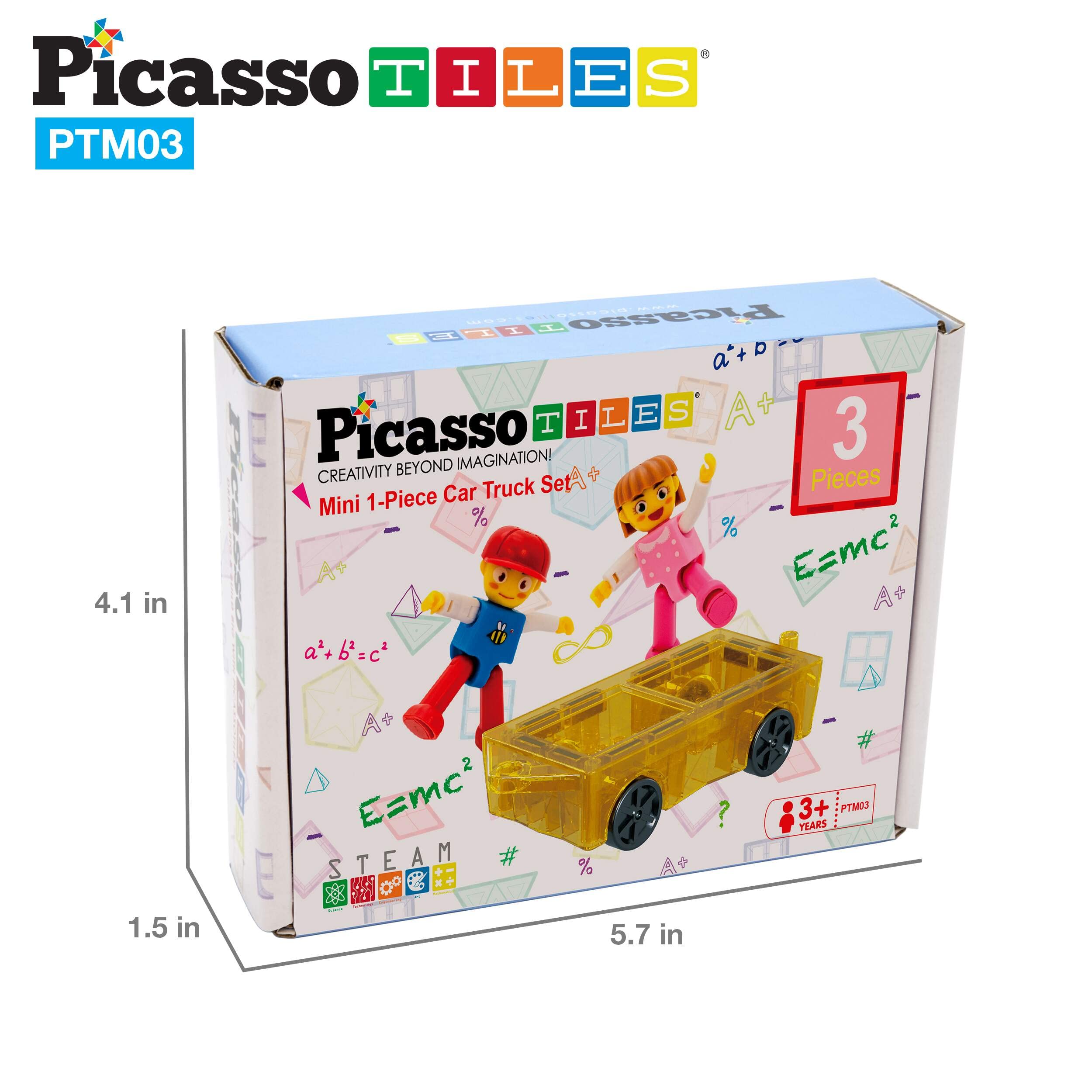 PicassoTiles Mini Magnetic Car and Figures Expansion Set for Building Toys, Ages 3+