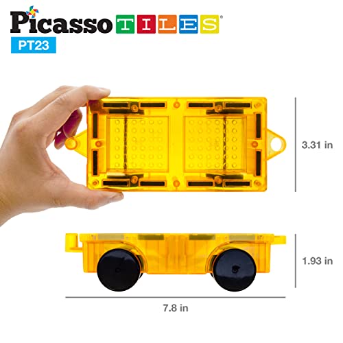 PicassoTiles PT23 Magnetic Car Play Set with 2 Action Figures – STEM Building Blocks for Kids 3+