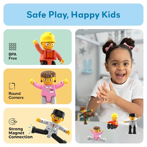 PicassoTiles PTA02 Magnetic Character Action Figures Expansion Pack – 4-Piece Pretend Play Set