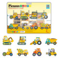 PicassoTiles PTA21 Magnetic Vehicle Add-On Set – 8 Construction Figures with Zoo Animal Drivers, Compatible with Magnetic Tiles