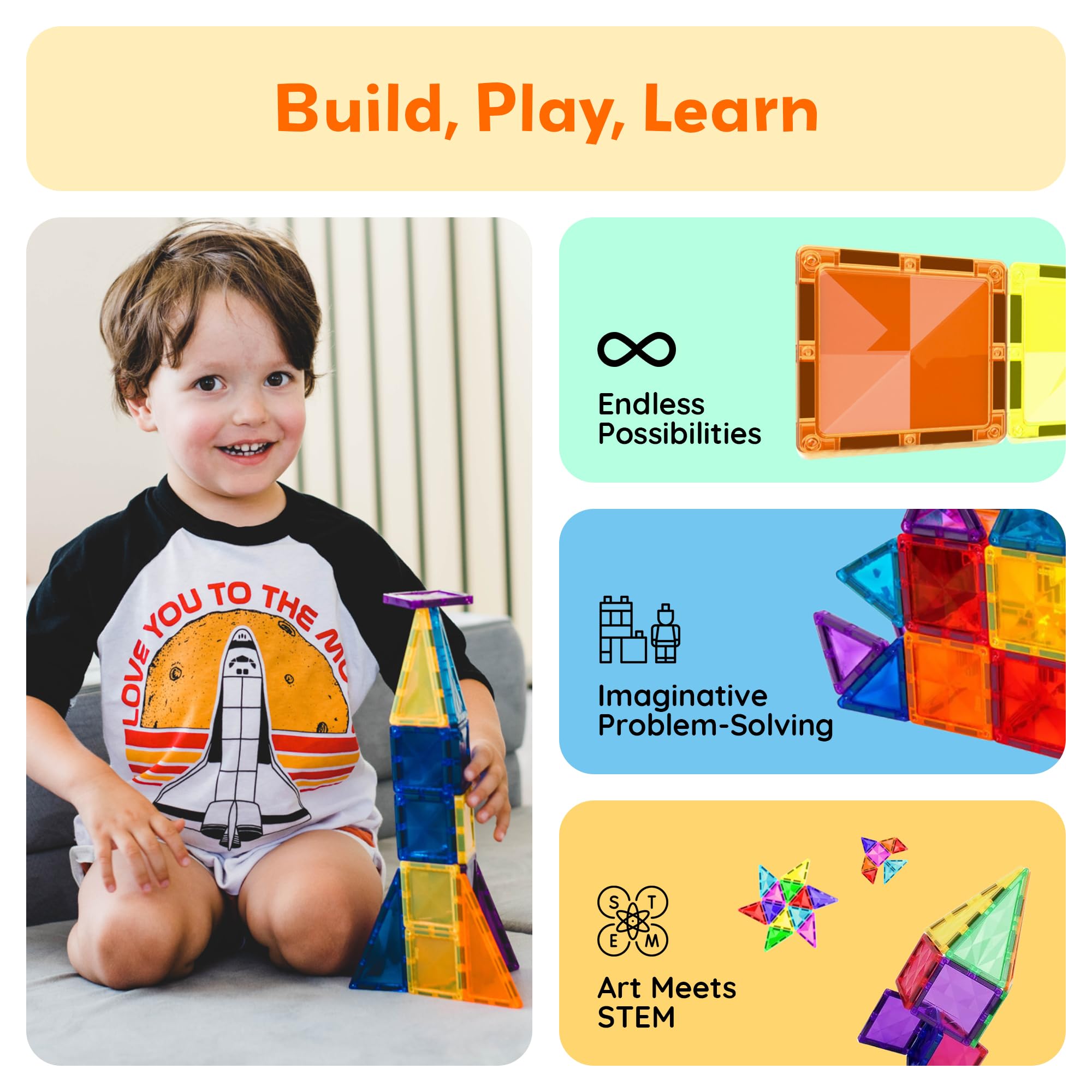 PicassoTiles PTM30 30-Piece Mini Magnetic Tiles Travel Set – STEM Building Toy for Ages 3+