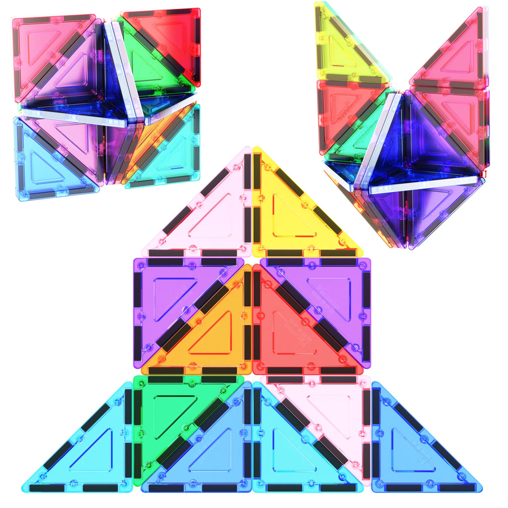 PicassoTiles Right Triangle Magnet Tiles (12-Piece) – STEM Building Block Expansion Pack