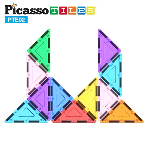 PicassoTiles Right Triangle Magnet Tiles (12-Piece) – STEM Building Block Expansion Pack