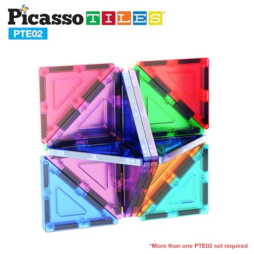 PicassoTiles Right Triangle Magnet Tiles (12-Piece) – STEM Building Block Expansion Pack