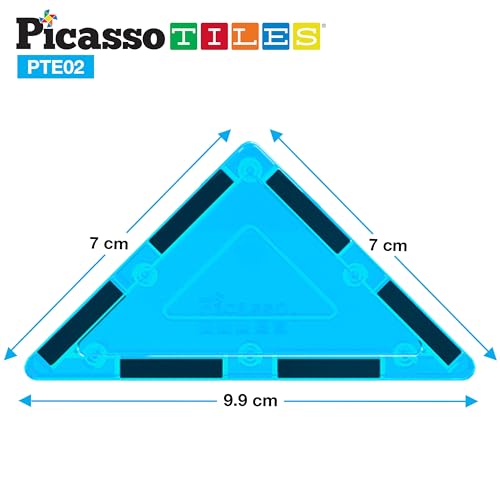 PicassoTiles Right Triangle Magnet Tiles (12-Piece) – STEM Building Block Expansion Pack
