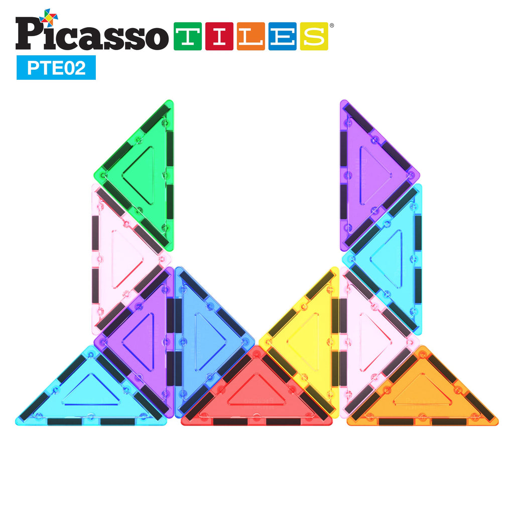PicassoTiles Right Triangle Magnet Tiles (12-Piece) – STEM Building Block Expansion Pack