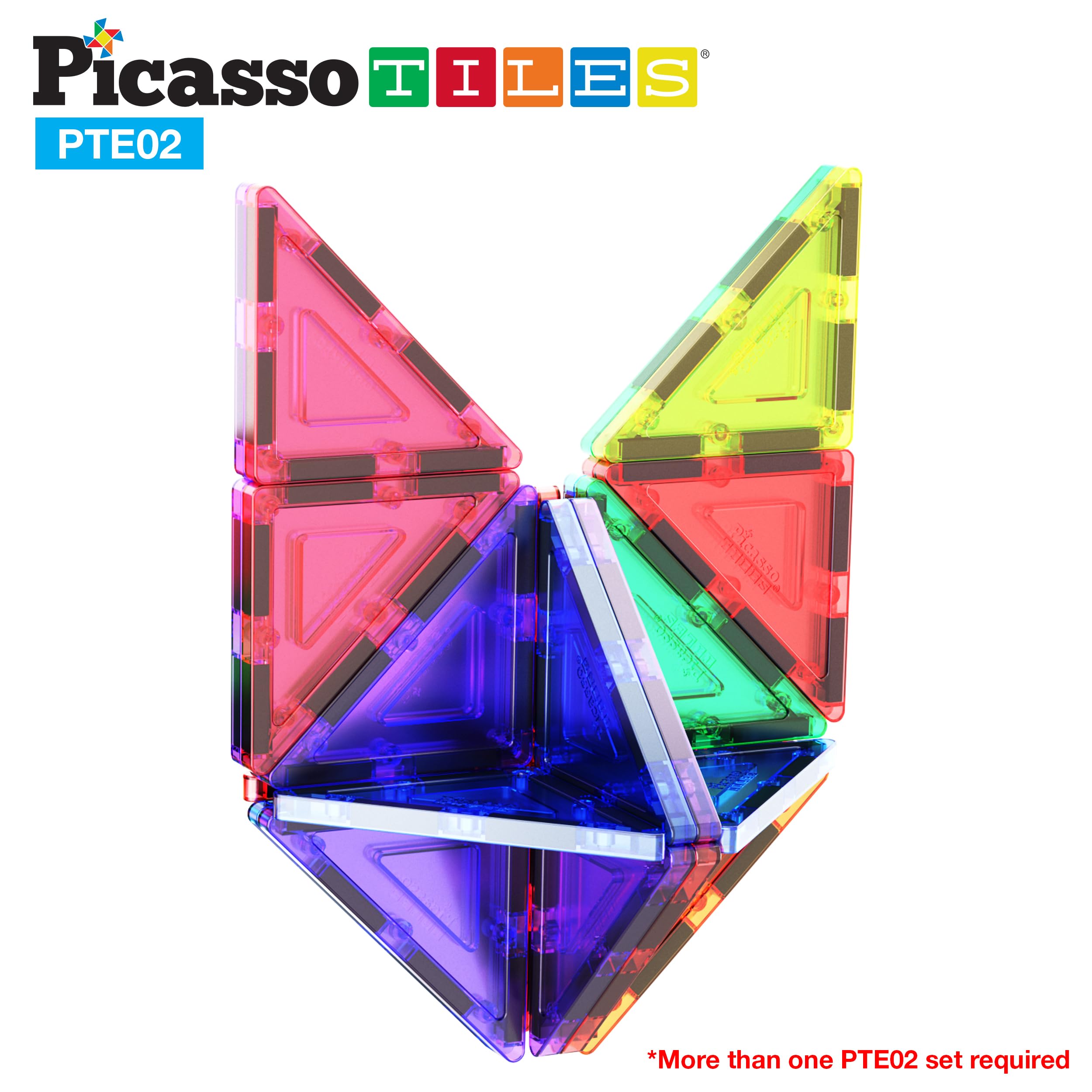 PicassoTiles Right Triangle Magnet Tiles (12-Piece) – STEM Building Block Expansion Pack