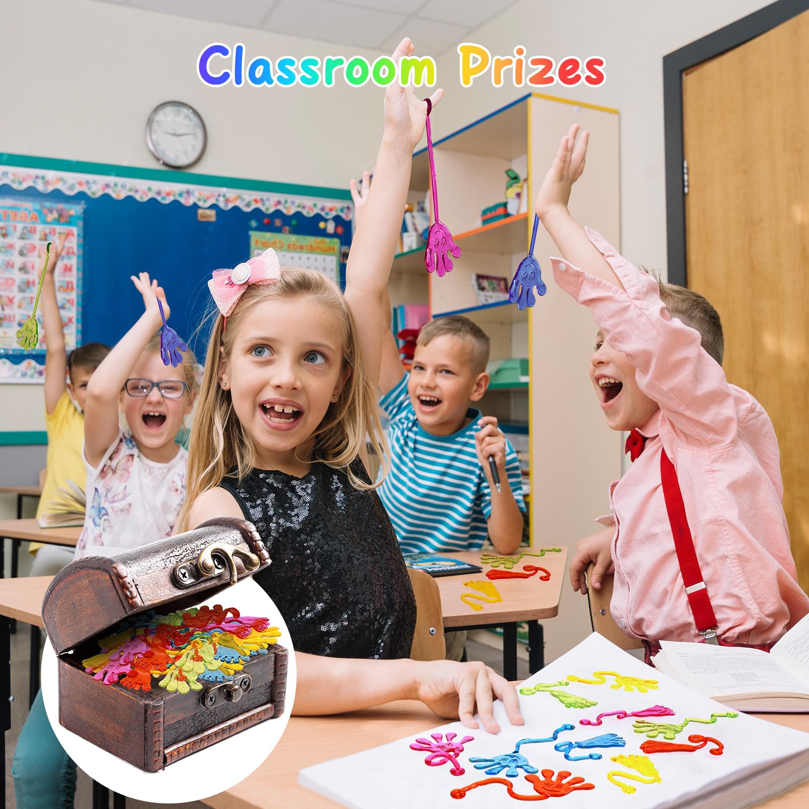PICcircuit 60-Pack Stretchy Sticky Hands and Feet – Rainbow TPR Party Favors for Kids Ages 4-8, Goodie Bag Stuffers, Classroom Prizes, Birthday Supplies