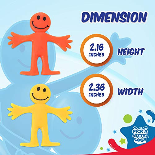 Pick A Toy Sticky Stretchy Happy Man Toys - Set of 36 Party Favors, Classroom Prizes & Sensory Fidget Toys