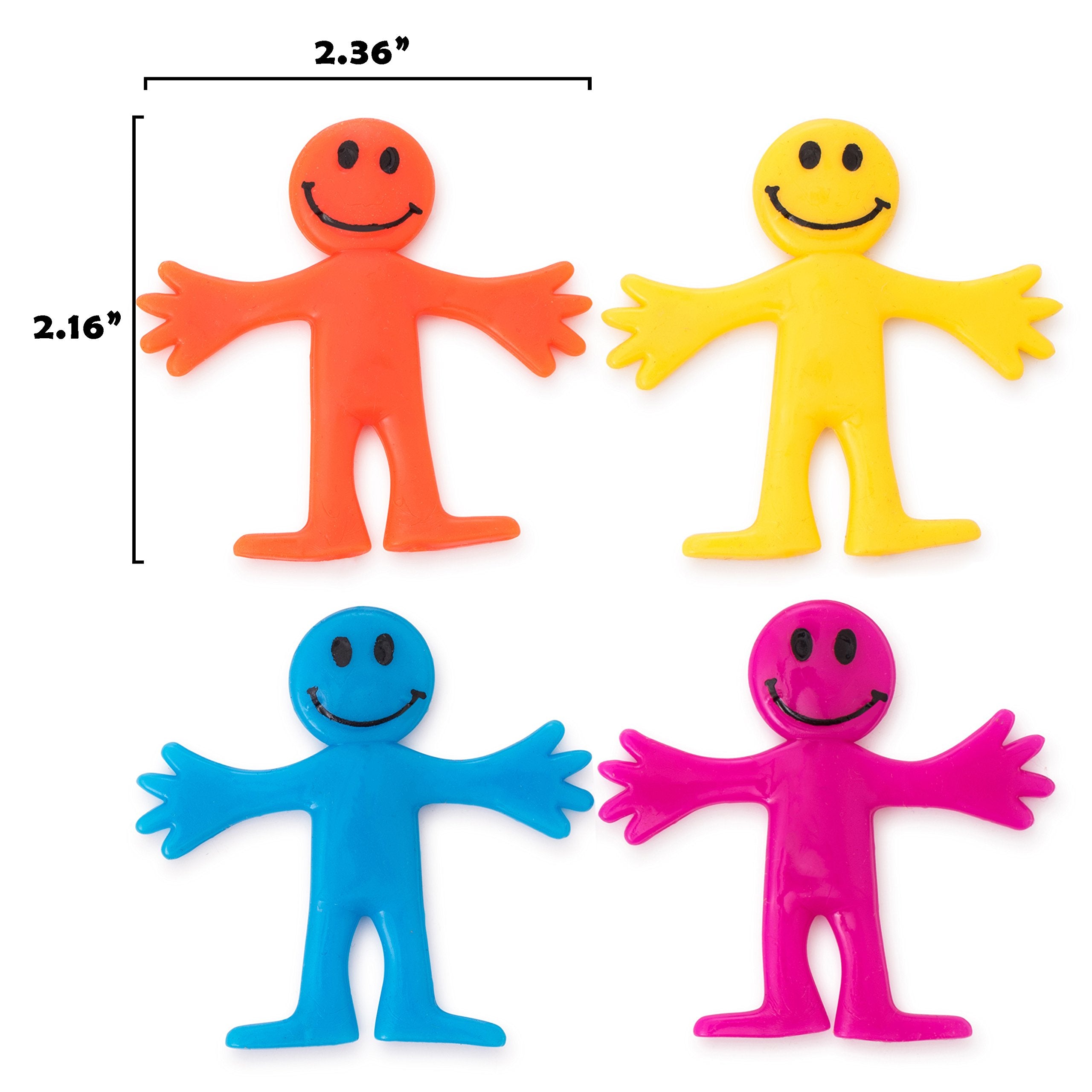 Pick A Toy Sticky Stretchy Happy Man Toys - Set of 36 Party Favors, Classroom Prizes & Sensory Fidget Toys