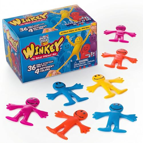Pick A Toy Sticky Stretchy Happy Man Toys - Set of 36 Party Favors, Classroom Prizes & Sensory Fidget Toys