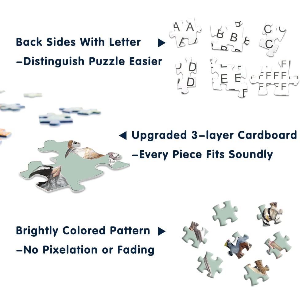 PICKFORU 1000 Piece Bird Puzzle – Backyard Birds of North America with 47 Species Labeled
