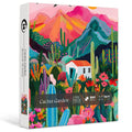 PICKFORU 1000-Piece Cactus Jigsaw Puzzle – Desert Landscape with Pink Mountains and Wildflowers for Adults