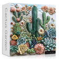 PICKFORU 1000-Piece Cactus Puzzle – Floral Embroidery-Inspired Jigsaw for Adults