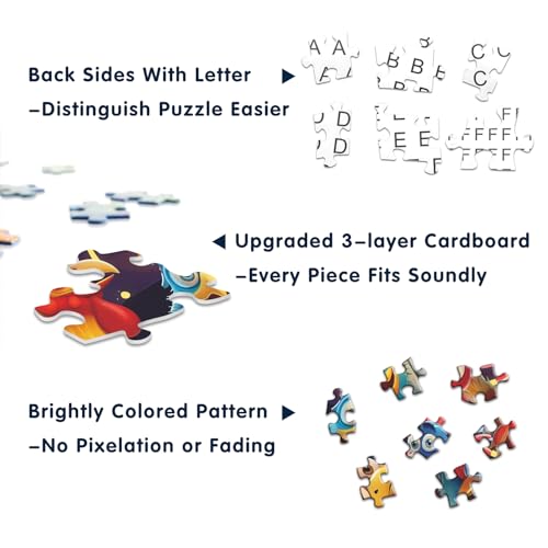PICKFORU 1000 Piece Chicken Jigsaw Puzzle – Happy Rooster Art, Thick Cardboard, Finished 23.9x23.9 Inches
