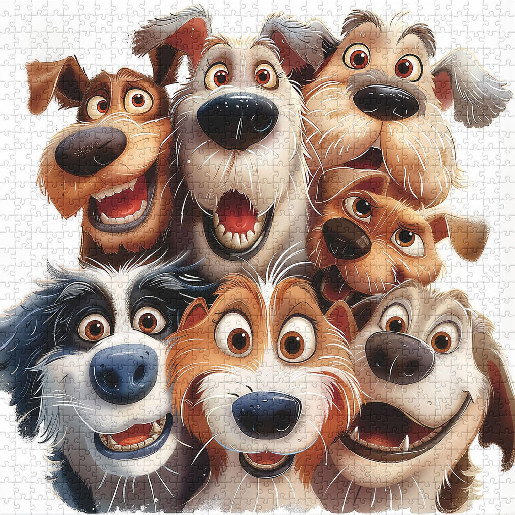 PICKFORU 1000-Piece Funny Dog Jigsaw Puzzle for Adults – Smiling Puppy Theme, Large 23.85" x 23.85"