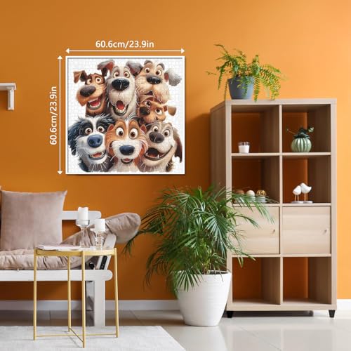 PICKFORU 1000-Piece Funny Dog Jigsaw Puzzle for Adults – Smiling Puppy Theme, Large 23.85" x 23.85"