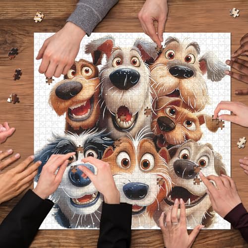 PICKFORU 1000-Piece Funny Dog Jigsaw Puzzle for Adults – Smiling Puppy Theme, Large 23.85" x 23.85"
