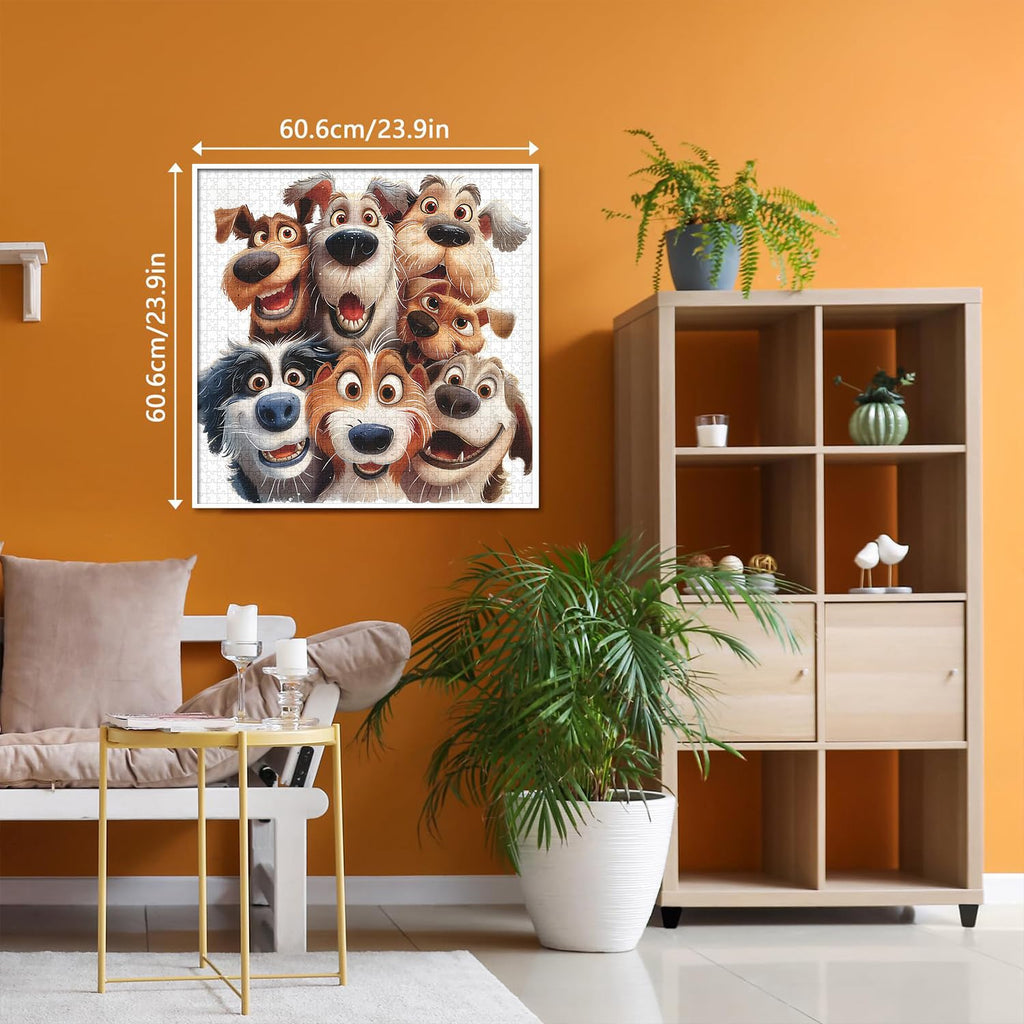PICKFORU 1000-Piece Funny Dog Jigsaw Puzzle for Adults – Smiling Puppy Theme, Large 23.85" x 23.85"