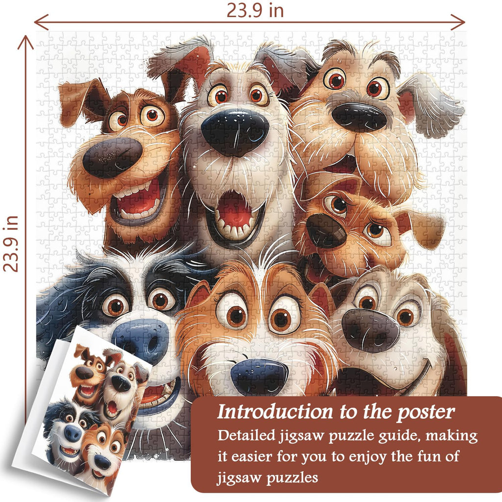 PICKFORU 1000-Piece Funny Dog Jigsaw Puzzle for Adults – Smiling Puppy Theme, Large 23.85" x 23.85"