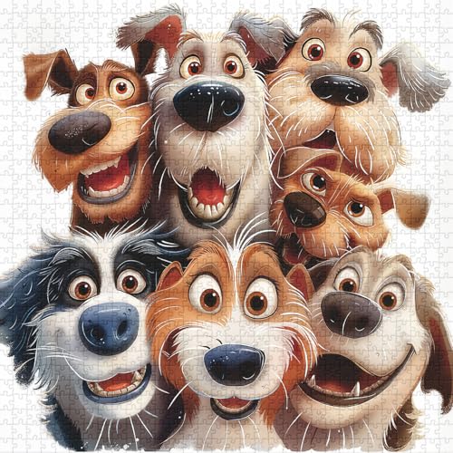 PICKFORU 1000-Piece Funny Dog Jigsaw Puzzle for Adults – Smiling Puppy Theme, Large 23.85" x 23.85"