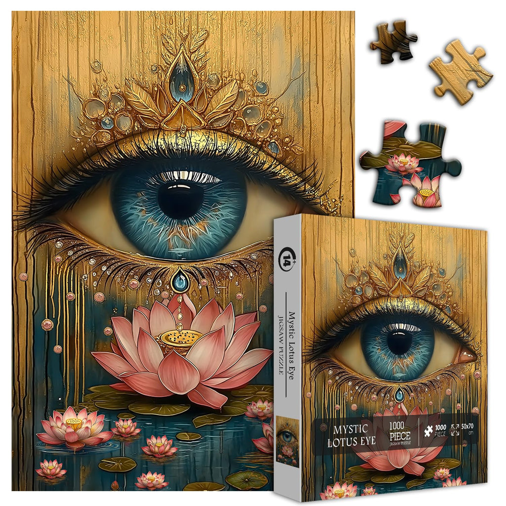 PICKFORU 1000 Piece Lotus Eye Jigsaw Puzzle – Vintage Flower Art, 50x70 cm