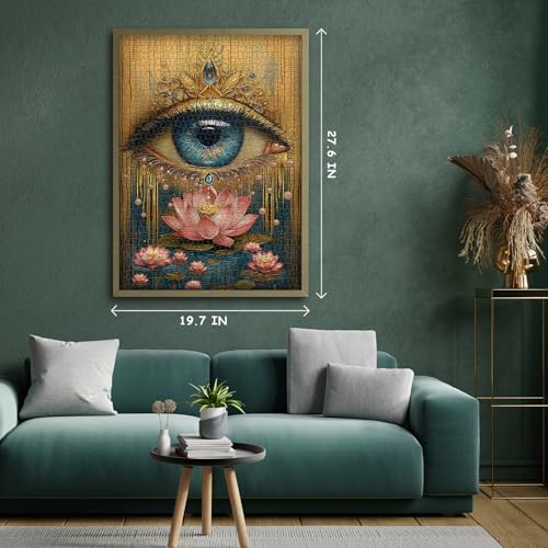 PICKFORU 1000 Piece Lotus Eye Jigsaw Puzzle – Vintage Flower Art, 50x70 cm