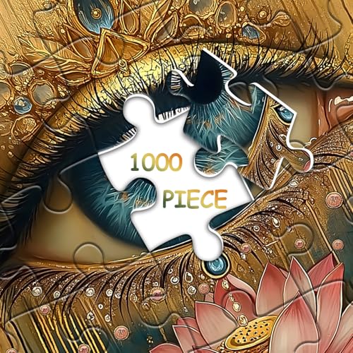 PICKFORU 1000 Piece Lotus Eye Jigsaw Puzzle – Vintage Flower Art, 50x70 cm