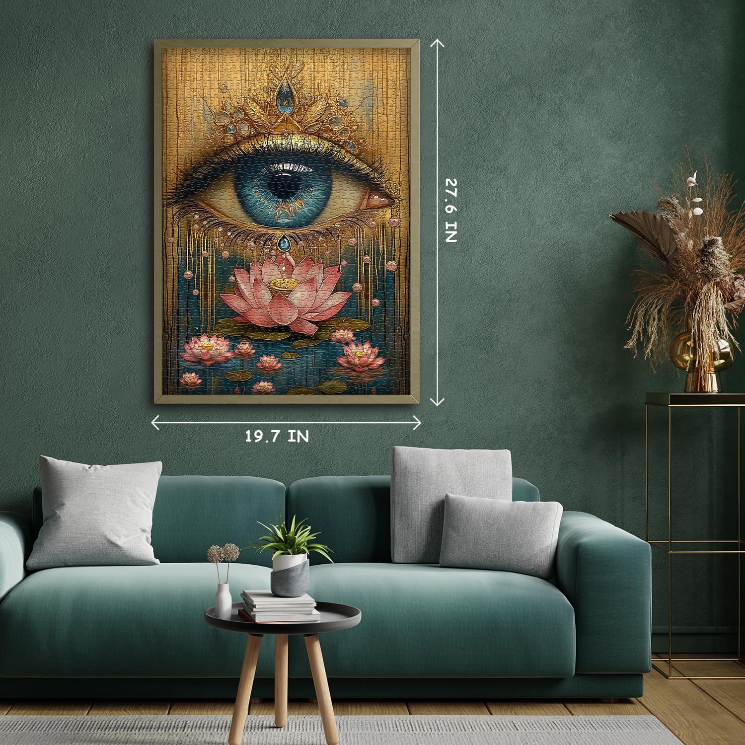 PICKFORU 1000 Piece Lotus Eye Jigsaw Puzzle – Vintage Flower Art, 50x70 cm