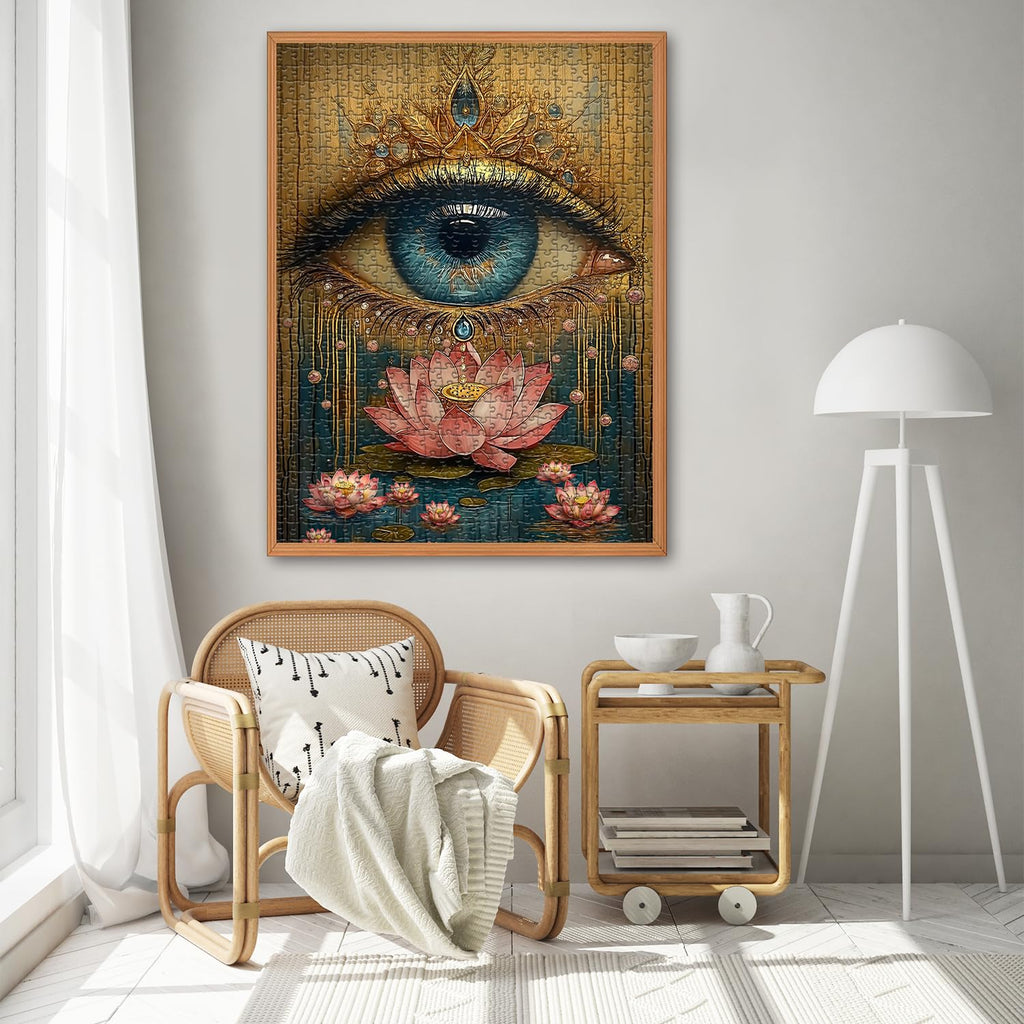 PICKFORU 1000 Piece Lotus Eye Jigsaw Puzzle – Vintage Flower Art, 50x70 cm